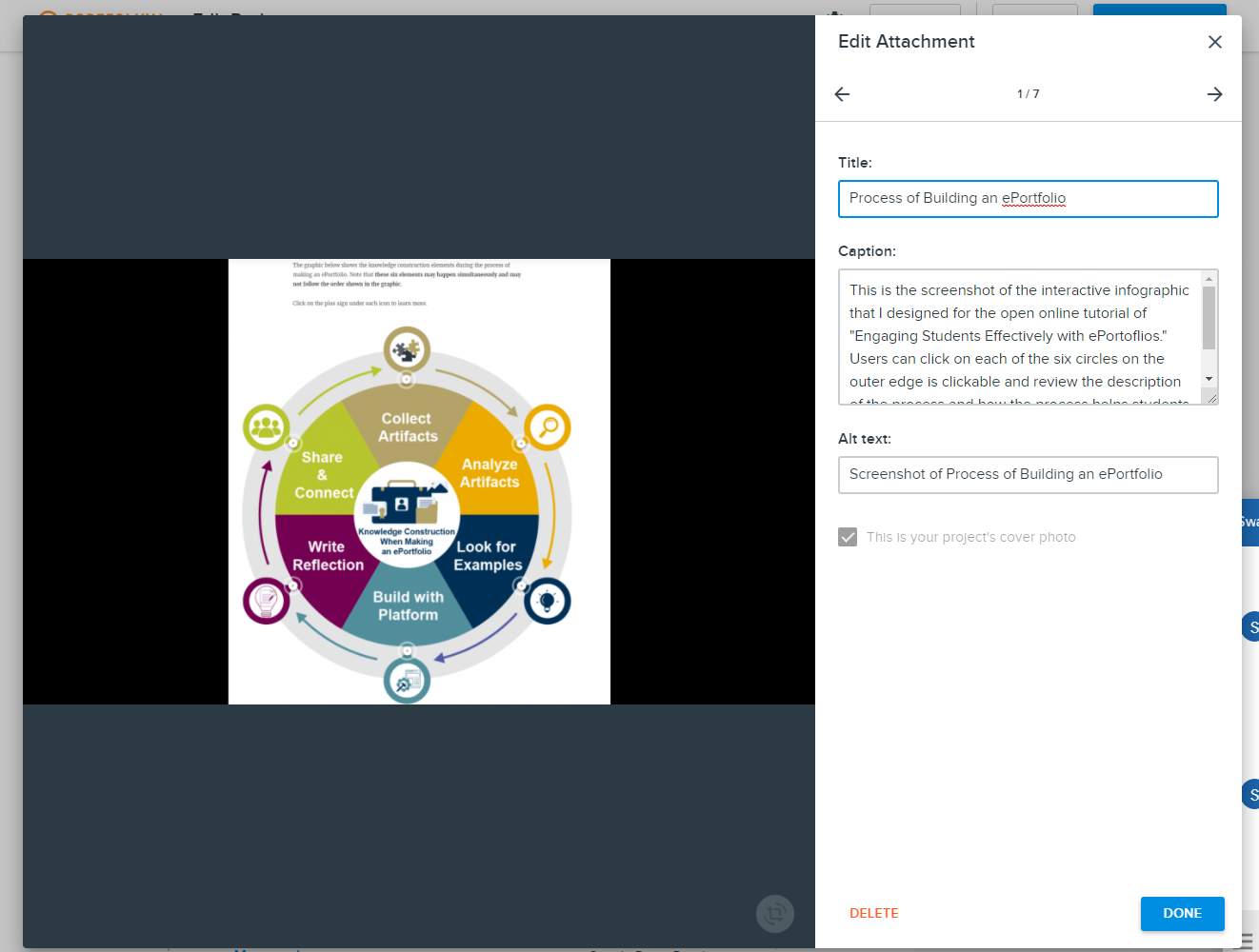screenshot of adding captions to a project
